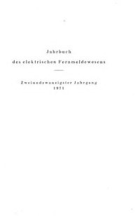 cover of the book Jahrbich des Elektrischen Fernmeldewesens 1971