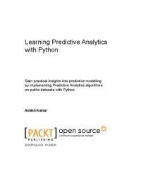 cover of the book Learning Predictive Analytics with Python