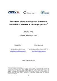 cover of the book Brechas de género en el ingreso: Una mirada más allá de la media en el sector agropecuario