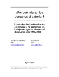 cover of the book ¿Por qué migran los peruanos al exterior? Un estudio sobre los determinantes económicos y no económicos de los flujos de migración internacional de peruanos entre 1994 y 2003