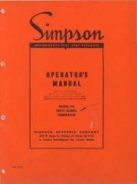 cover of the book Operation's Manual Model 479 FM-TV Signal Generator