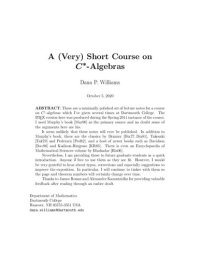 cover of the book A (Very) Short Course on C∗-Algebras