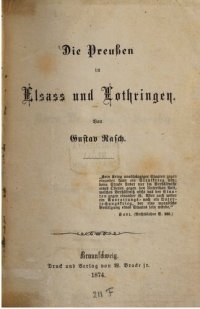 cover of the book Die Preußen in Elsass und Lothringen