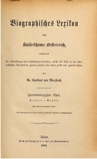 cover of the book Biographisches Lexikon des Kaiserthums Oesterreich : enthaltend die Lebensskizzen der denkwürdigen Personen, welche 1750 bis 1850 im Kaiserstaate und in seinen Kronländern gelebt haben / Szedler - Taaffe