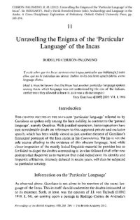 cover of the book Unravelling the Enigma of the ‘Particular Language’ of the Incas