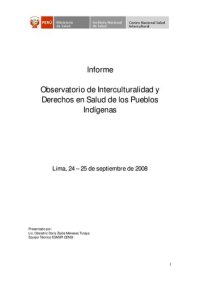 cover of the book Observatorio de Interculturalidad y Derechos en Salud de los Pueblos Indígenas. Informe