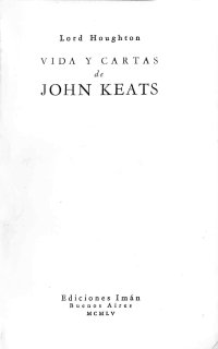 cover of the book Vida y cartas de John Keats