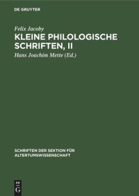 cover of the book Kleine Philologische Schriften, II