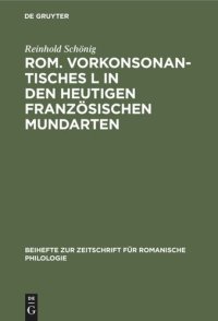 cover of the book Rom. vorkonsonantisches L in den heutigen französischen Mundarten