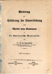 cover of the book Beitrag zur Erklärung der Einverleibung eines Teils von Savoyen in die schweizerische Neutralität