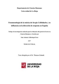 cover of the book Fenomenología de la música de Sergiu Celibidache y su influencia en la dirección de orquesta en España