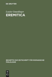 cover of the book Eremitica: Studien zur altfranzösischen Heiligenvita des 12. und 13. Jahrhunderts