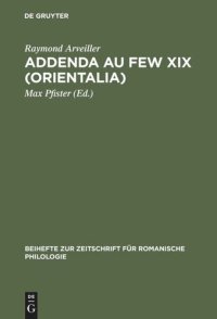 cover of the book Addenda au FEW XIX (Orientalia)