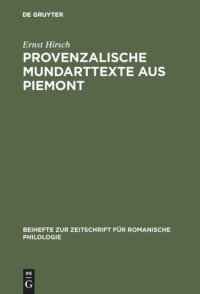 cover of the book Provenzalische Mundarttexte aus Piemont