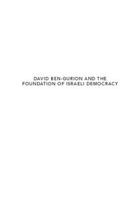 cover of the book David Ben-Gurion and the Foundation of Israeli Democracy