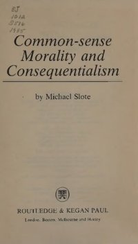 cover of the book Common-sense morality and consequentialism.