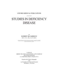 cover of the book Studies in Deficiency Disease of Vitamins and Minerals