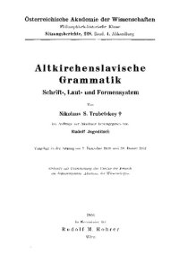 cover of the book Altkirchenslavische Grammatik