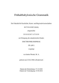 cover of the book [Dissertation] Frühaltbabylonische Grammatik