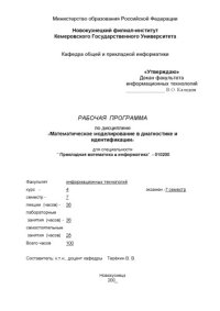 cover of the book Математическое моделирование в диагностике и идентификации: Рабочая программа дисциплины