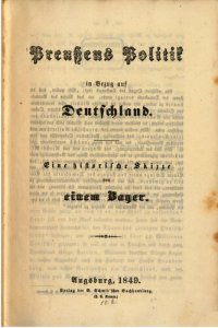 cover of the book Preußens Politik in Bezug auf Deutschland ; eine historische Skizze