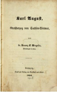 cover of the book Karl August, Groß-Herzog von Sachsen-Weimar