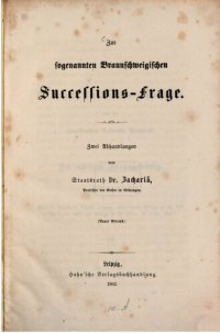 cover of the book Zur Braunschweigischen Successions-Frage : Zwei Abhandlungen