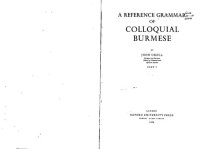 cover of the book A Reference Grammar of Colloquial Burmese. Parts I & II