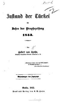 cover of the book Zustand der Türkei im Jahre der Prophezeiung 1853