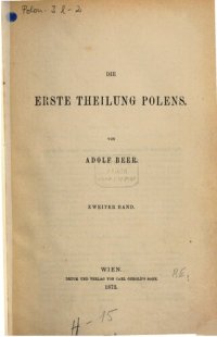 cover of the book Die erste Theilug [Teilung] Polens