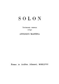 cover of the book Solon. Testimonia veterum.