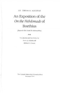 cover of the book An Exposition of the "On the Hebdomads" of Boethius