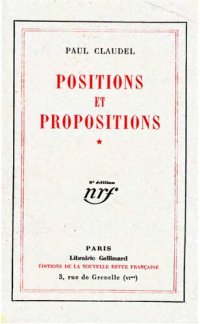 cover of the book Positions et propositions