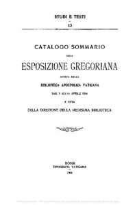 cover of the book Catalogo sommario della Esposizione Gregoriana (rist. anast. 1904)