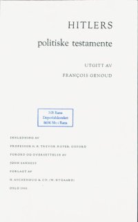 cover of the book Hitlers politiske testamente