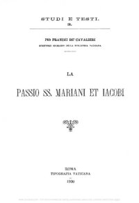 cover of the book La Passio ss. Mariani et Iacobi