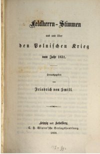 cover of the book Feldherrn-Stimmen aus und über den Polnischen Krieg im Krieg 1831