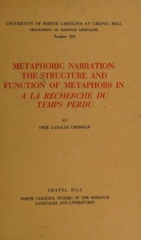 cover of the book Metaphoric Narration: The Structure and Function of Metaphors in À la Recherche Du Temps Perdu