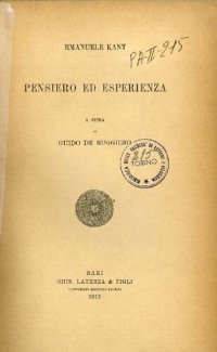 cover of the book Pensiero ed esperienza