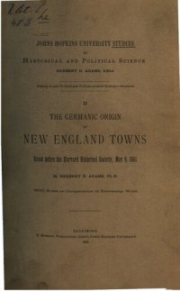 cover of the book The Germanic Origin of New England Towns