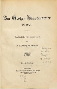 cover of the book Im Großen Hauptquartier 1870/71 : Persönliche Erinnerungen