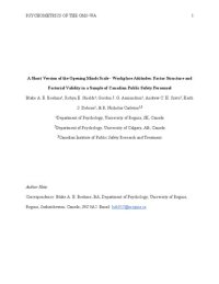 cover of the book A Short Version of the Opening Minds Scale - Workplace Attitudes: Factor Structure and Factorial Validity in a Sample of Canadian Public Safety Personnel