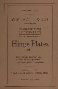 cover of the book Supplement No. 2: Hinge Plates: William Hall & Co. (c.1907)