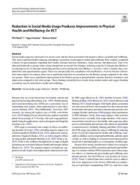 cover of the book Reduction in Social Media Usage Produces Improvements in Physical  Health and Wellbeing: An RCT