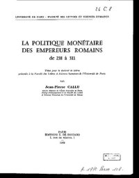 cover of the book La politique monétaire des empereurs romains de 238 à 311