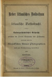 cover of the book Über litauisches Volkstum und litauische Volkstracht