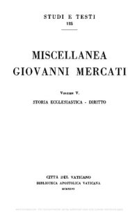 cover of the book Miscellanea Giovanni Mercati. Storia ecclesiastica. Diritto