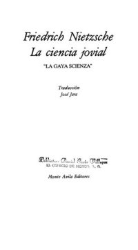 cover of the book La ciencia jovial: "La gaya scienza"