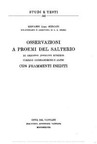 cover of the book Osservazioni a Proemi del Salterio di Origene, Ippolito, Eusebio, Cirillo Alessandrino e altri