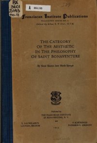 cover of the book The Category of the Aesthetic in the Philosophy of Saint Bonaventure